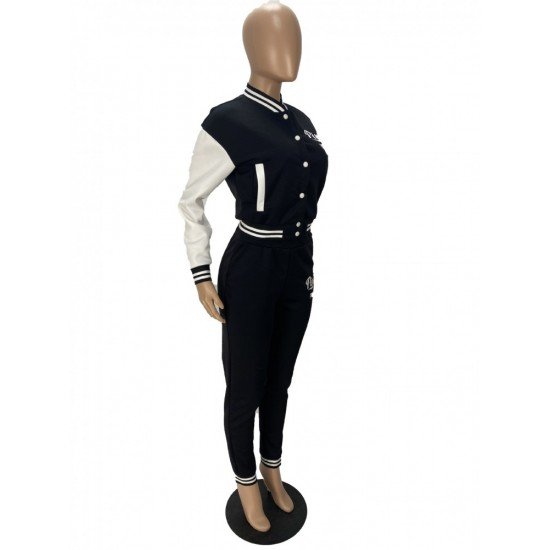 Baseball Coats Matching 2 Piece Outfit Sets For Women