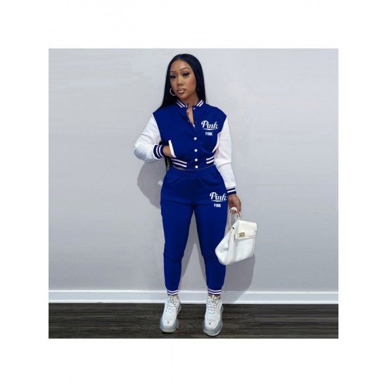 Baseball Coats Matching 2 Piece Outfit Sets For Women