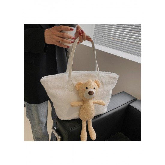  Cute Bear Plush Pure Color Large Capacity Bag