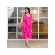 Stylish Rose Sleeveless V Neck Plus Size Dresses