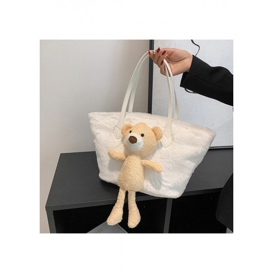  Cute Bear Plush Pure Color Large Capacity Bag