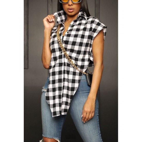 Casual Summer Gingham Blouse For Women