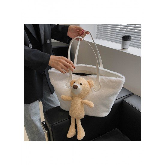  Cute Bear Plush Pure Color Large Capacity Bag