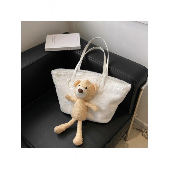  Cute Bear Plush Pure Color Large Capacity Bag