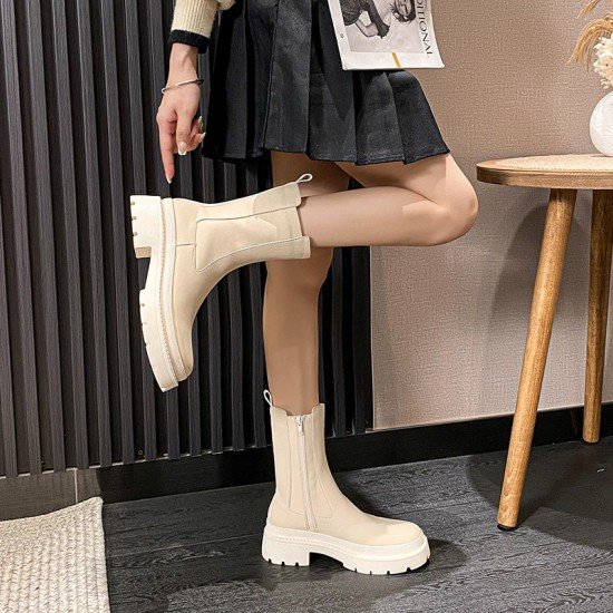 Street Zip Chunky Mid Calf Boots