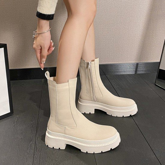 Street Zip Chunky Mid Calf Boots