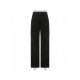  Corduroy Black Straight Leg Drawstring Ladies Trousers