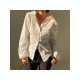 New Simple White Long Sleeve Blouse For Ladies