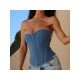 Ladies Denim Tie Wrap Strapless Tops