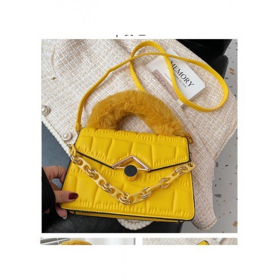  PU Fashion Pure Color Women's Plush Shoulder Bags