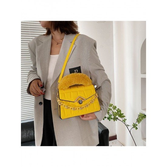  PU Fashion Pure Color Women's Plush Shoulder Bags