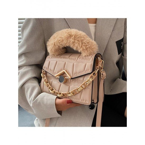  PU Fashion Pure Color Women's Plush Shoulder Bags