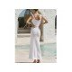 V Neck White Sleeveless Tie Wrap Maxi Dress