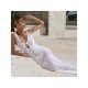 V Neck White Sleeveless Tie Wrap Maxi Dress