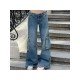 Y2K Style Straight Leg Low Rise Blue Jeans