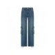 Y2K Style Straight Leg Low Rise Blue Jeans