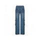 Y2K Style Straight Leg Low Rise Blue Jeans