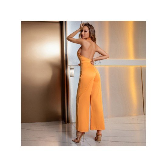 Open Back Halter Wide Leg Jumpsuits For Women