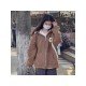  College Style Loose Letter Hooded Coats