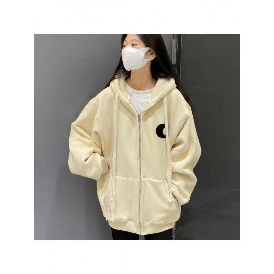  College Style Loose Letter Hooded Coats