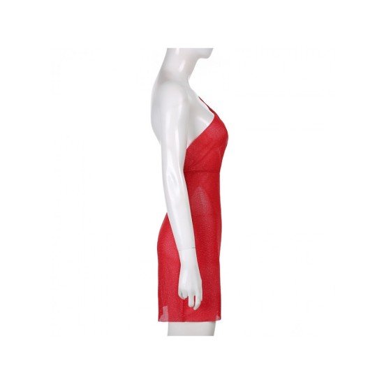 Sexy Club One Shoulder Red Cut Out Mini Dress