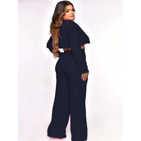  Pure Color Women's Trousers Three-Piece Set