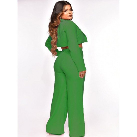  Pure Color Women's Trousers Three-Piece Set