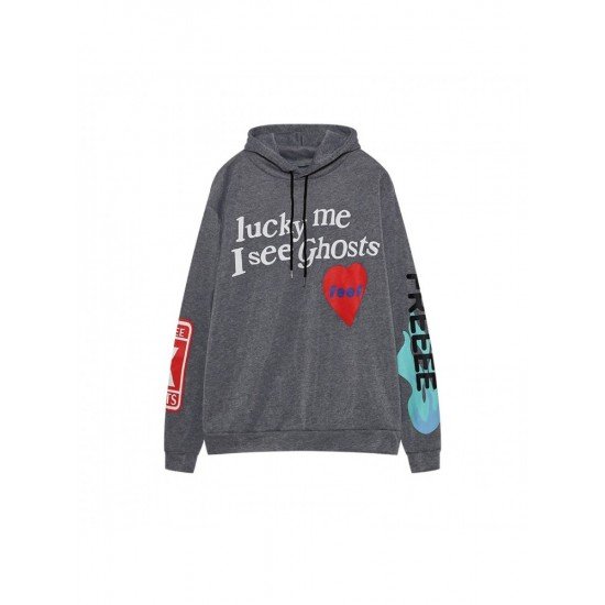 Graffiti Heart Printed Hoodies Tops For Women