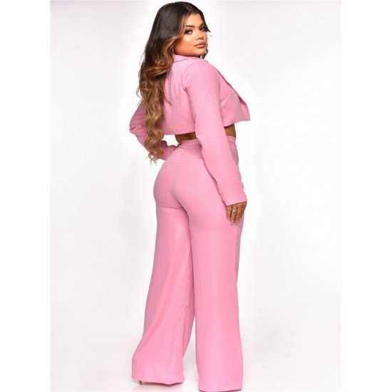  Pure Color Women's Trousers Three-Piece Set