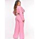  Pure Color Women's Trousers Three-Piece Set