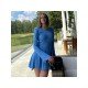  Pure Color Round Neck Women's Long Sleeve Dress