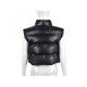 Street Sleeveless PU Black Down Coats