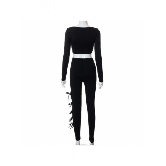 Square Neck Cut Out Matching 2 Piece Trouser Sets