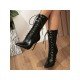  Pure Color Bandage Pointed Toe Women's Boots