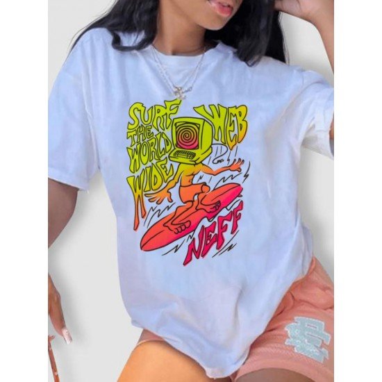 Summer Women Short Sleeve Printed T Shirts