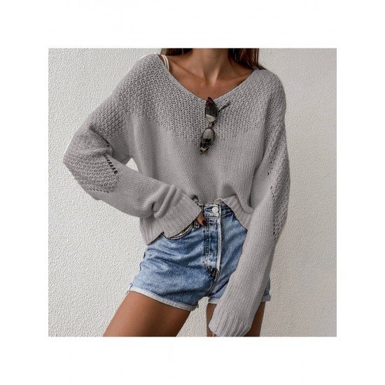 Cozy Solid V Neck Sweaters For Women