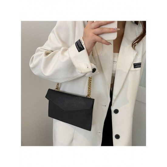 Chic PU Solid Color Chain Envelope Bag