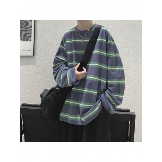 Fashion Casual Striped Long Sleeve Tee For Men