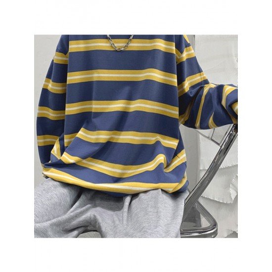 Fashion Casual Striped Long Sleeve Tee For Men