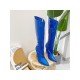  PU Pure Color Reflective Women's High Heel Boots