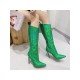  PU Pure Color Reflective Women's High Heel Boots