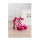  PU Square Toe Pure Color Women's High Heels