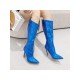  PU Pure Color Reflective Women's High Heel Boots