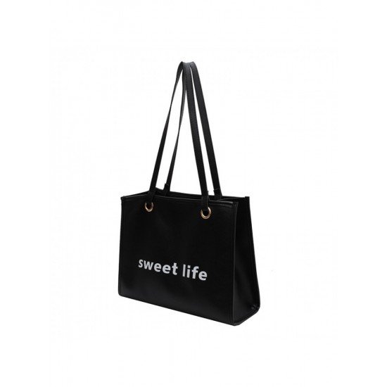  PU Letter Women's Large Capacity Tote Bag