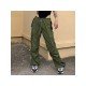 Loose Solid Drawstring Ladies Cargo Trousers