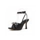 Ladies Rhinestone Bow Square Toe Ankle Strap Heels 