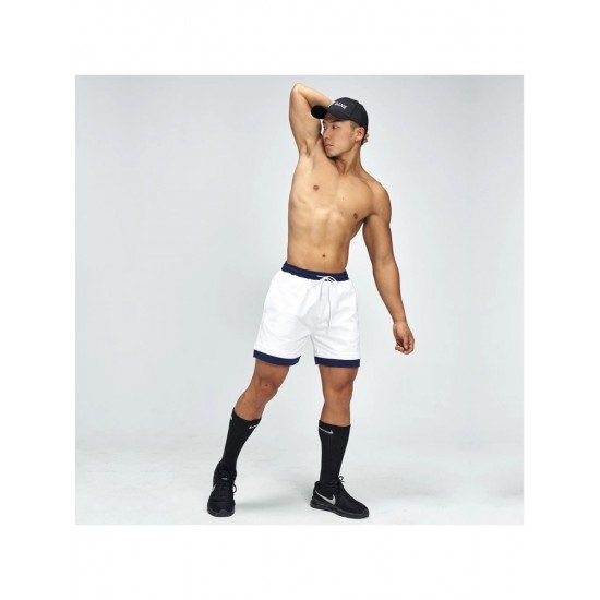  Men's Fitness Workout Contrast Color Patchwork Shorts