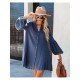  Autumn V-Neck Solid Color Puff Sleeve Dress