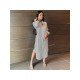  Fashion Casual Striped Split Hem Women's Dress