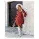  Autumn V-Neck Solid Color Puff Sleeve Dress